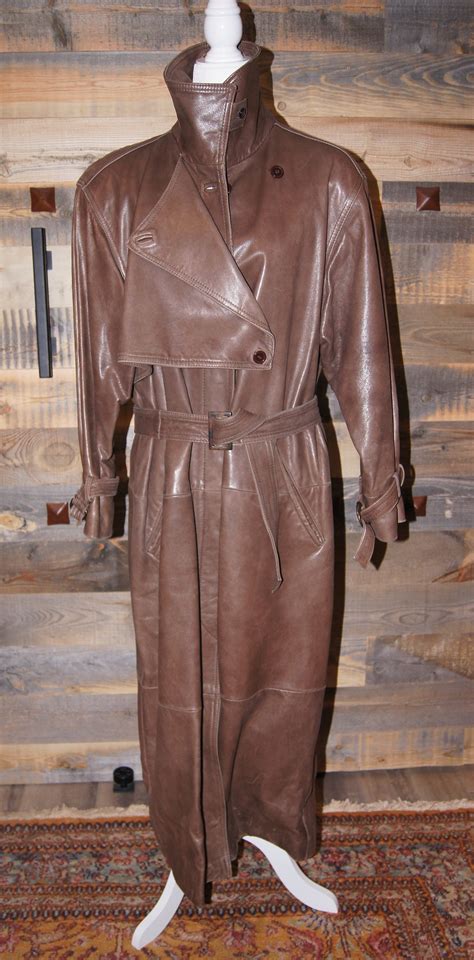 floor length leather trench coat